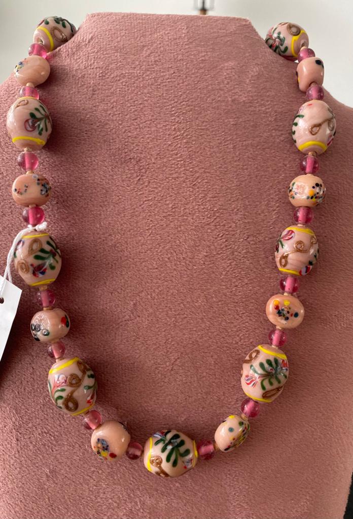 Vintage art glazen kralenketting, Ophalen of Verzenden, Zo goed als nieuw, Overige materialen