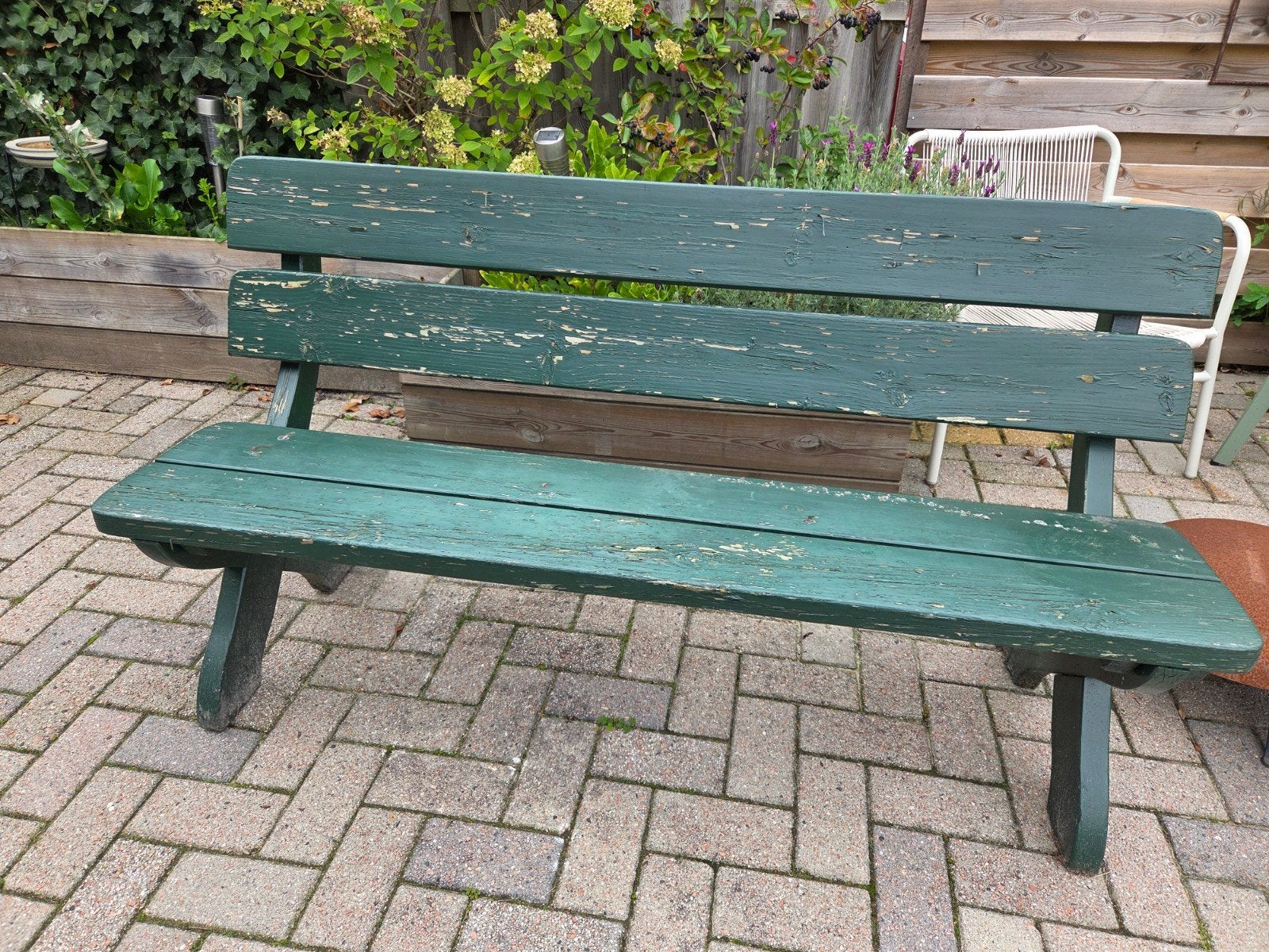 houten tuinbank - Groen, Ophalen, Gebruikt, Hout