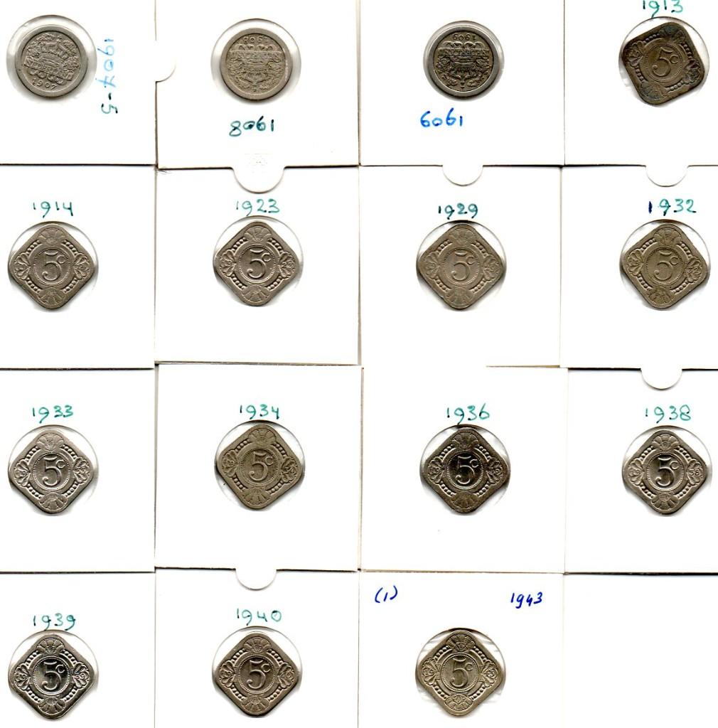WILHELMINA SET MUNTEN 1/2-1-21/2-5CENT 93 MUNTEN KOMPLEET, Ophalen of Verzenden, Koningin Wilhelmina, 5 cent, Setje