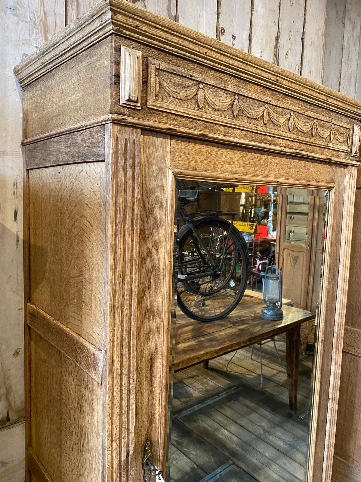 Prachtige Franse eendeurskast garderobekast kledingkast, Ophalen, Glas, Gebruikt, 50 tot 100 cm