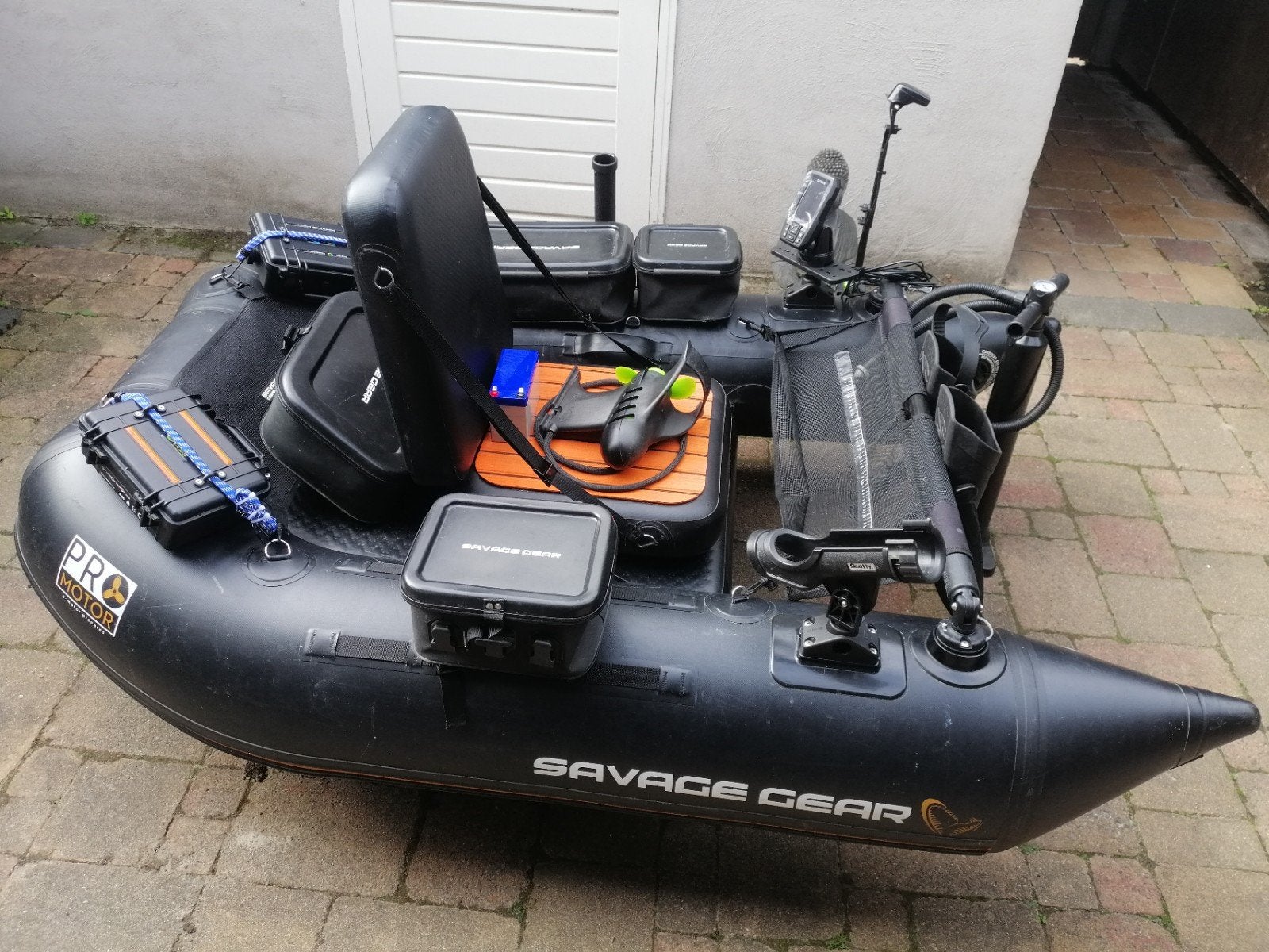 Savage gear bellyboat met Floatplus, Watersport en Boten, Ophalen, Zo goed als nieuw, Complete set