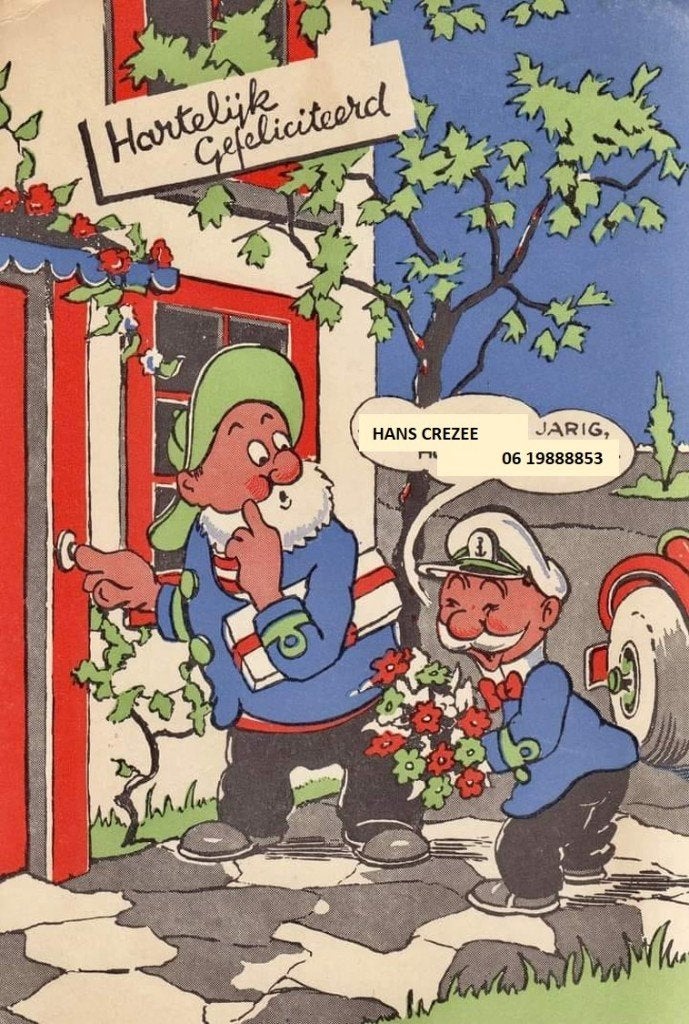 zoek oud Toonder Kappie kaart ansichtkaart verjaardagskaart, Ophalen of Verzenden, 1940 tot 1960, Overige thema's