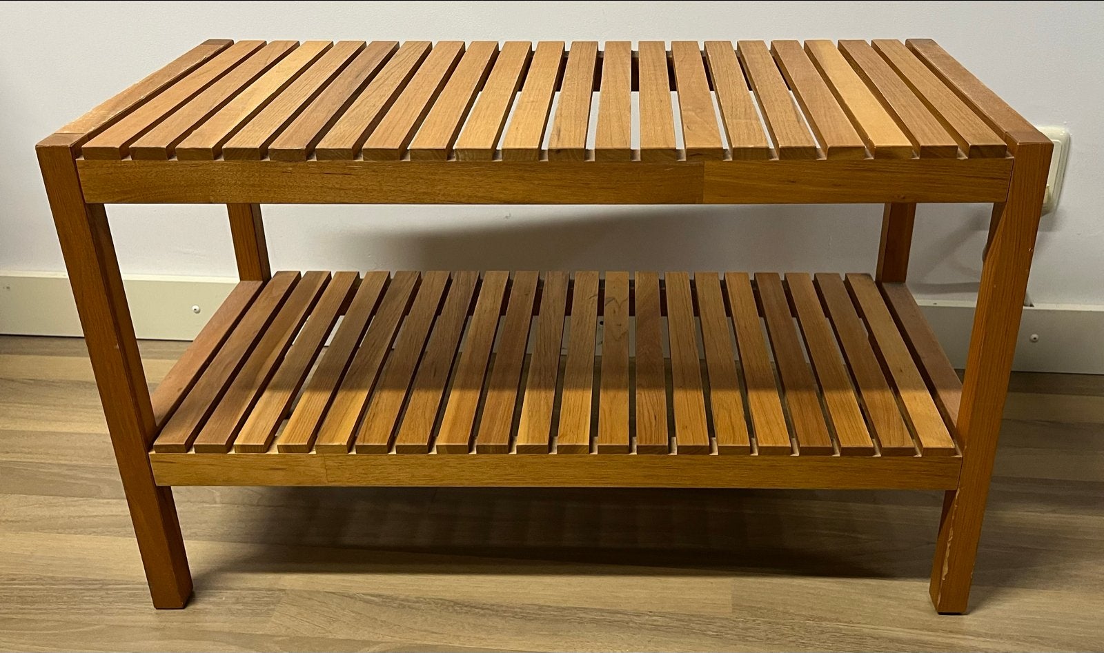 Houten schoenenrek / bankje met twee niveaus, Ophalen, Gebruikt, 75 cm of meer, 60 cm of meer