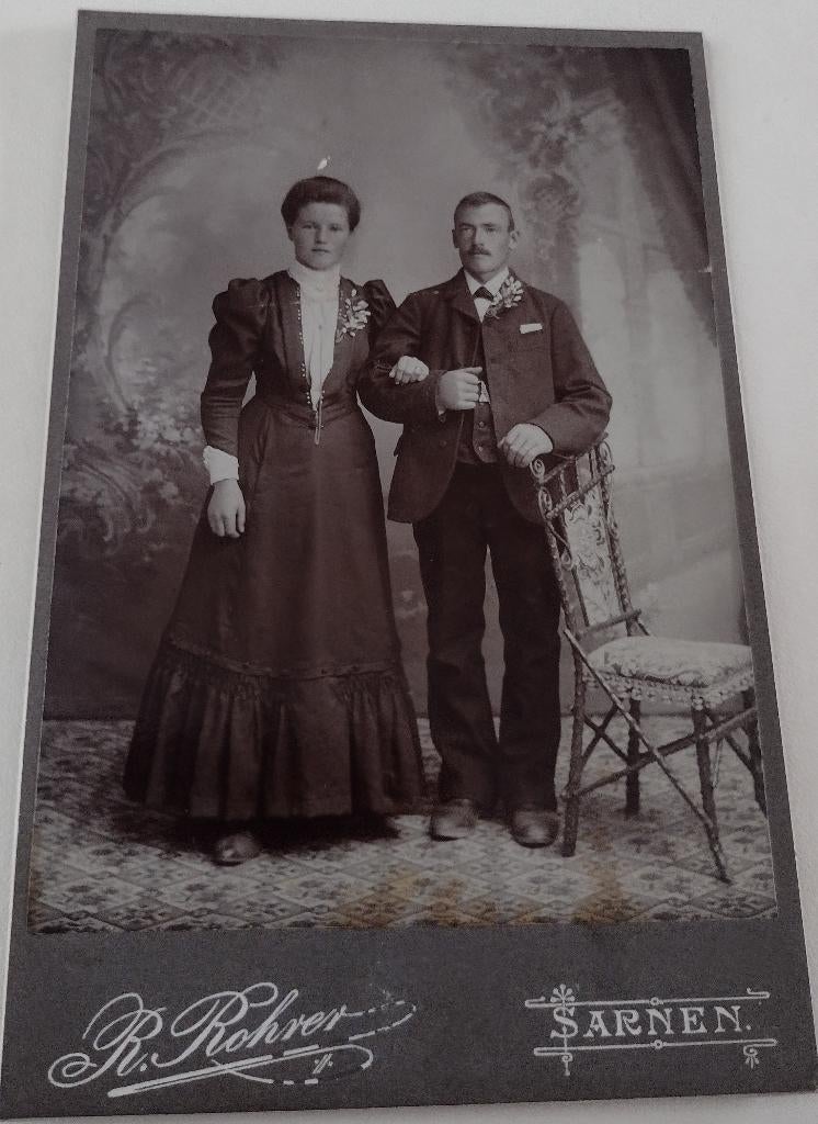 oude foto huwelijk-zwarte trouwjurk, Ophalen of Verzenden, Voor 1940, Gebruikt, Overige onderwerpen
