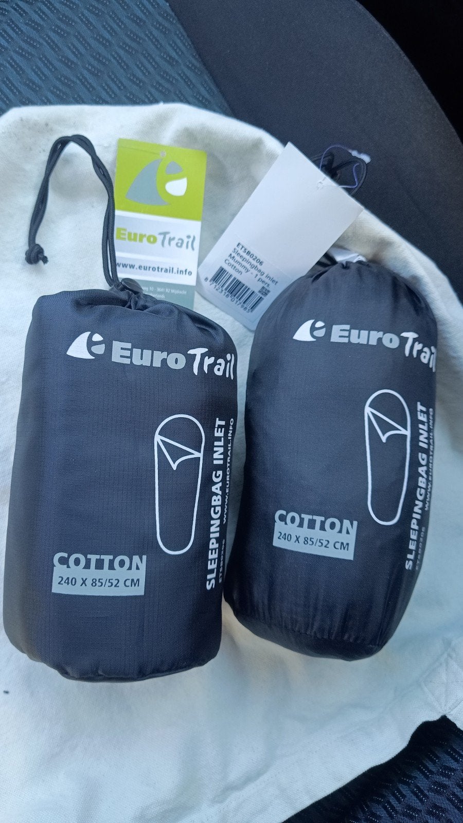 2 nieuwe lakenzakken, EuroTrail Slaapzak Inlay Katoen 240x85, Ophalen of Verzenden, Nieuw