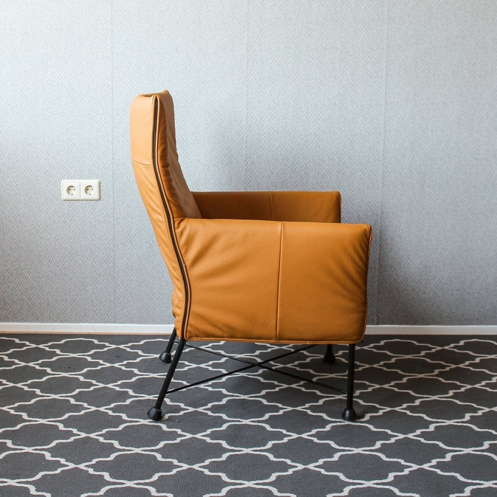 Montis Charly Fauteuil Leem Leer - Zwart (Op Doppen), Huis en Inrichting, Niet ingevuld, Zo goed als nieuw, Niet ingevuld, Niet ingevuld