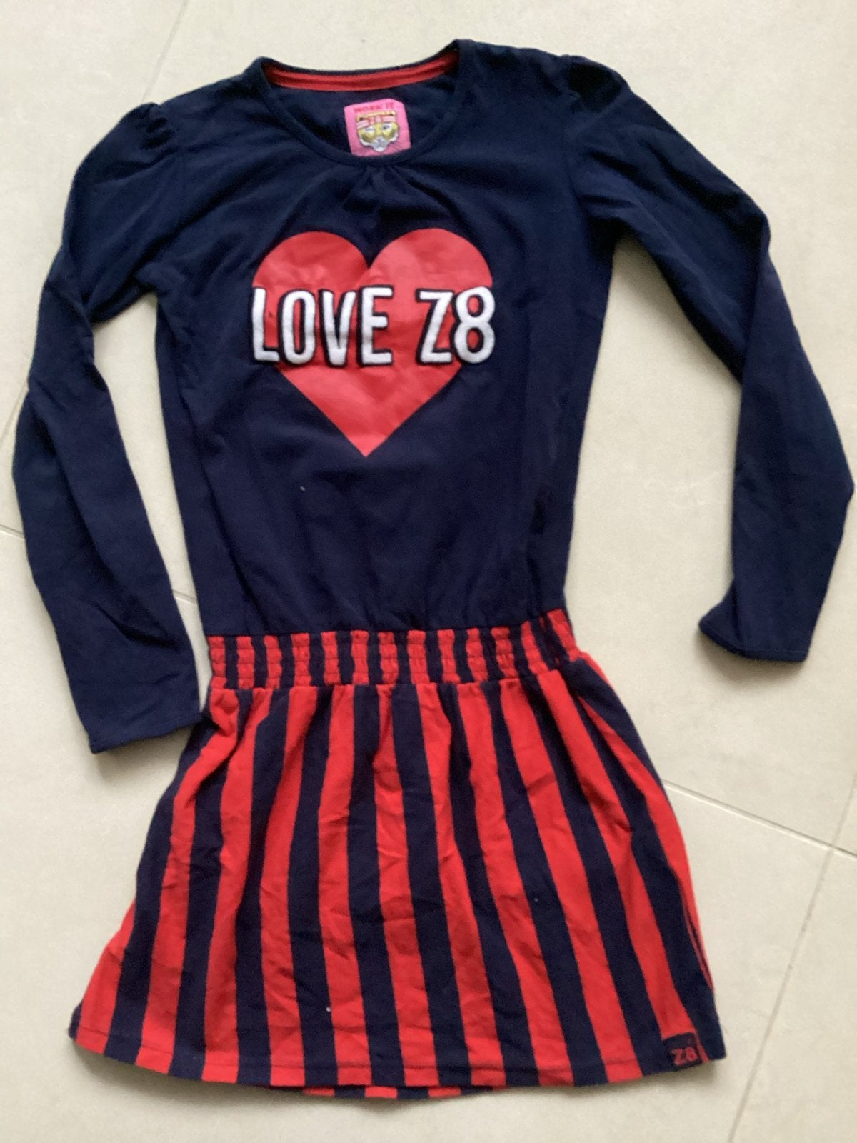 Z8 Jurkje 'Love Z8' - Donkerblauw/Rood gestreept, Gebruikt, Meisje, ., Ophalen of Verzenden