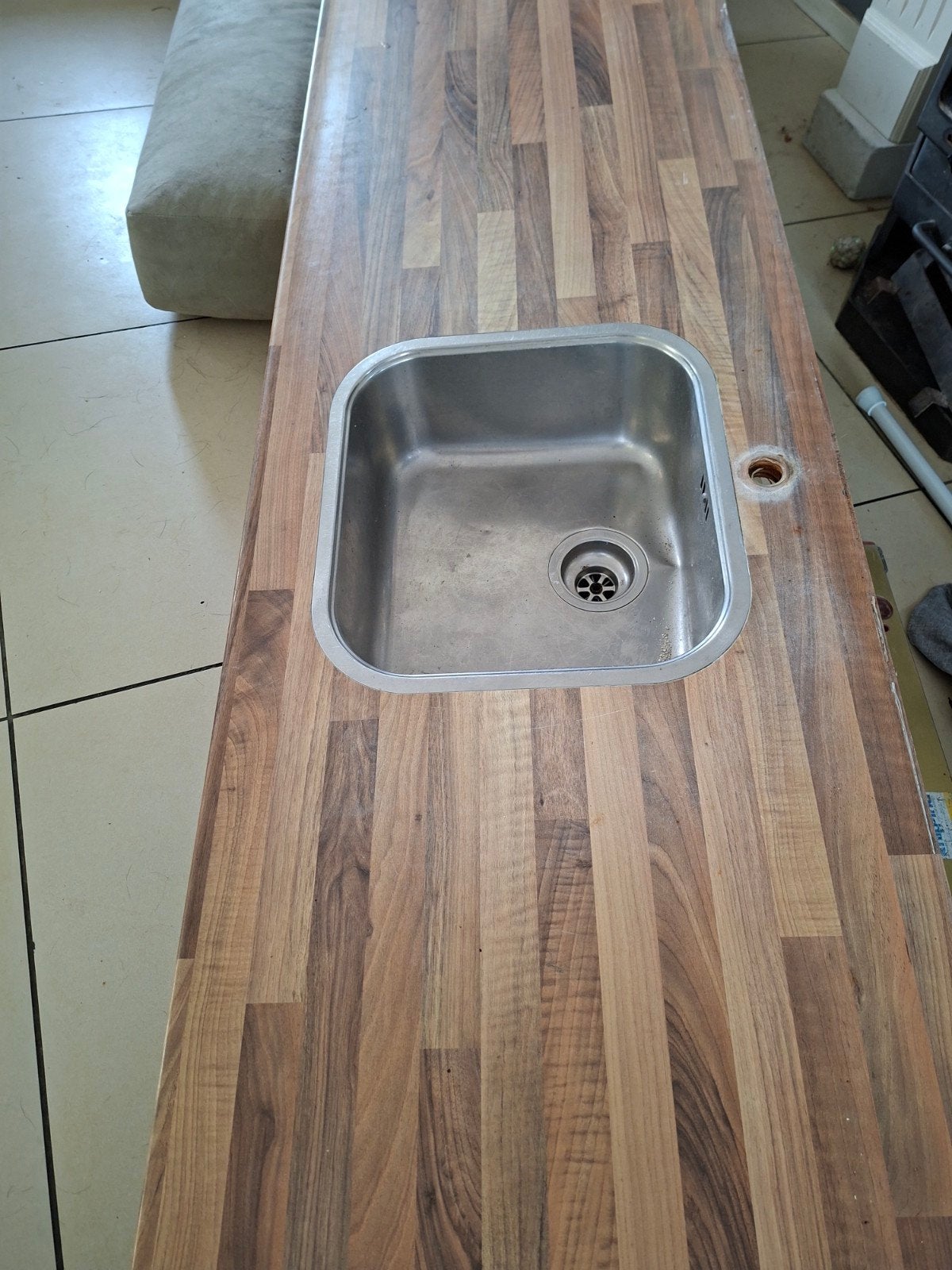 aanrechtblad met wasbak, Ophalen, Bruin, 200 cm of meer, Minder dan 100 cm