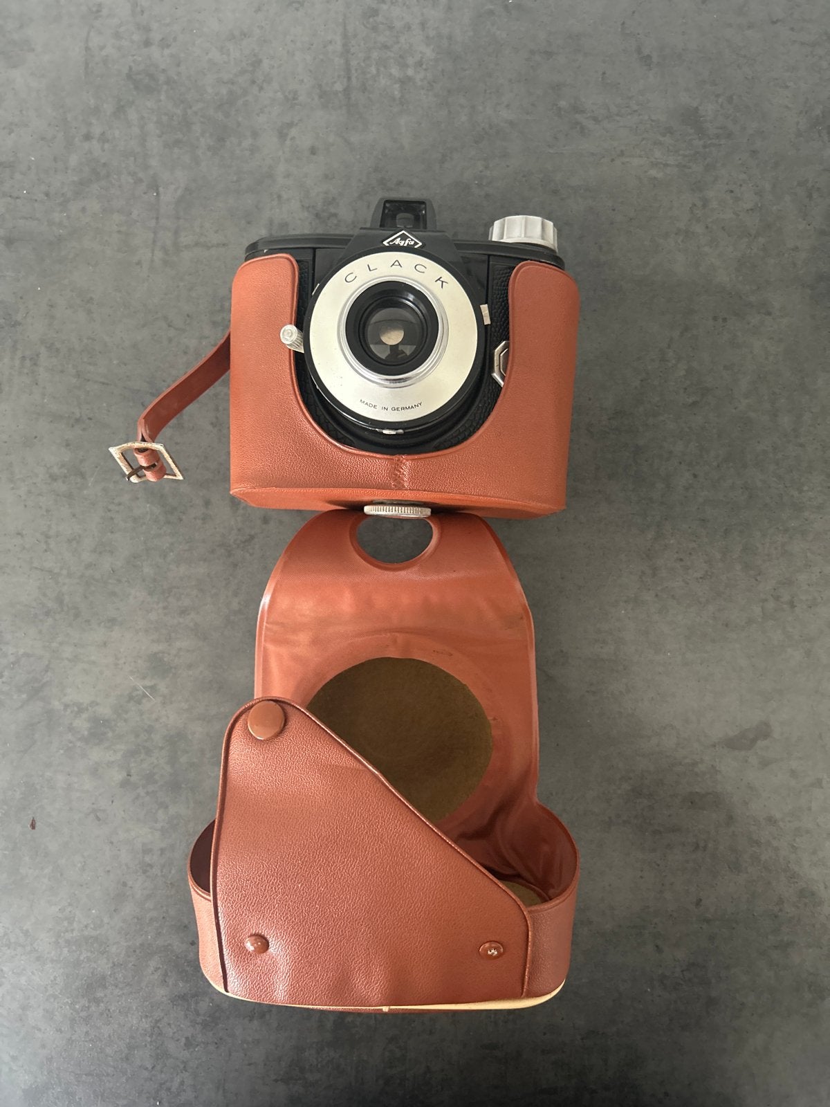Vintage Agfa Clack camera met lederen tas, Ophalen of Verzenden, Gebruikt, Compact, Overige Merken