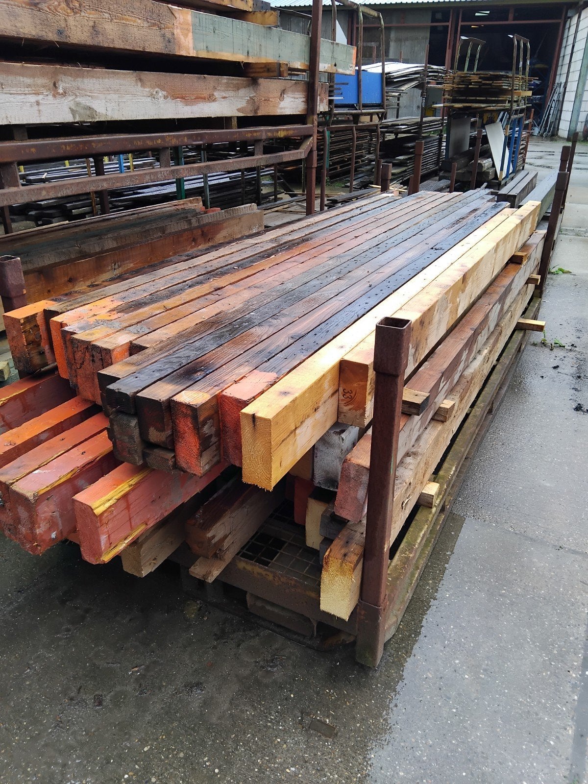 Vurenhouten balken 170x70 mm, ca. 40 stuks, 3500 mm lang, Doe-het-zelf en Verbouw, Hout en Planken, Ophalen, Gebruikt, Balk, Vuren