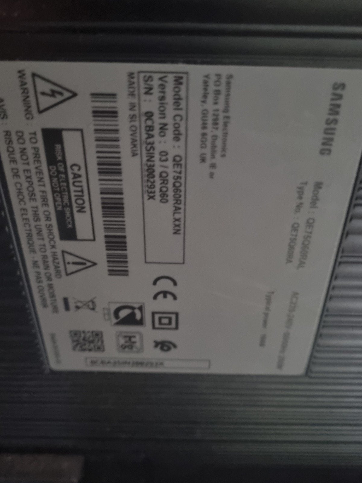 Samsung Crystal UHD 75 inch TV - Defect scherm (QET5080RAL), Audio, Tv en Foto, Televisies, LED, Ophalen of Verzenden, Samsung