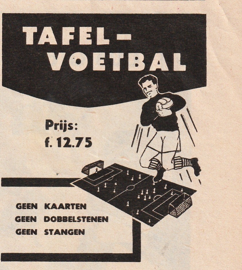 retro reclame 1956 Subbuteo voetbalspel speelgoed, Verzenden, Overige typen