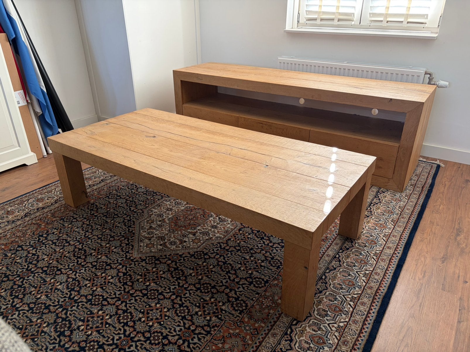 Salontafel én tv meubel, Ophalen, Zo goed als nieuw, Rechthoekig, Overige houtsoorten