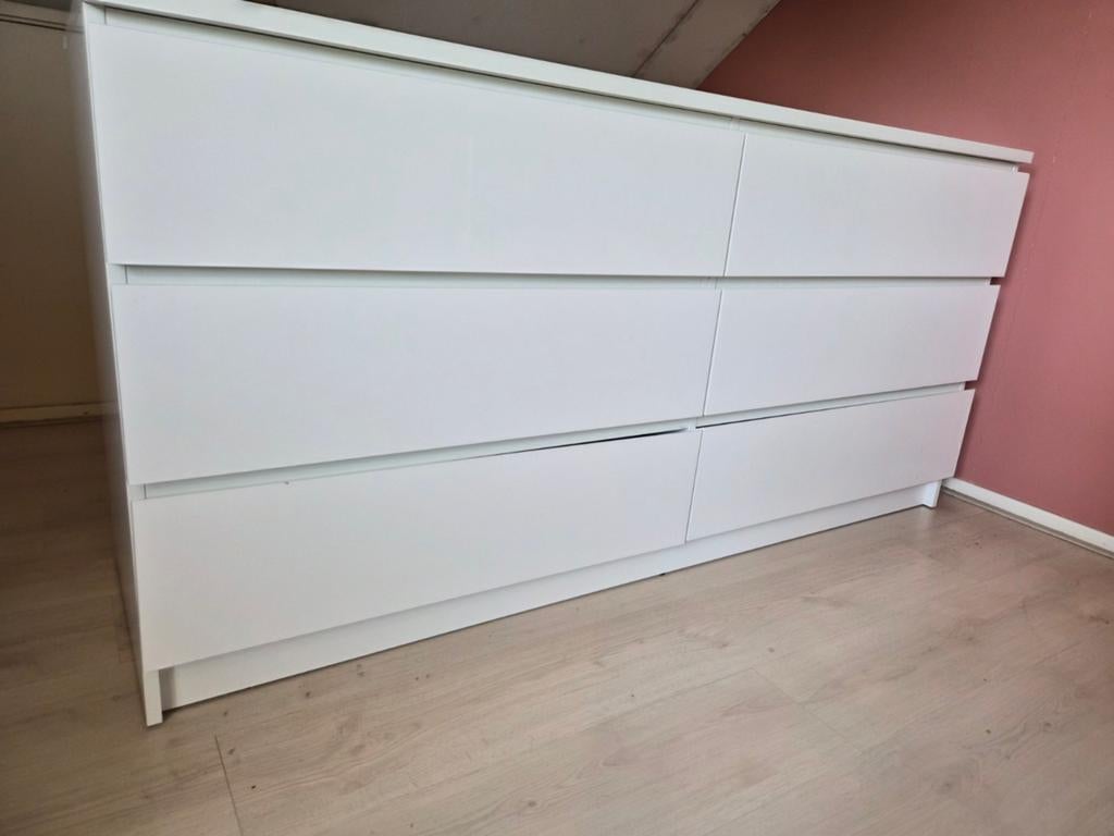 IKEA MALM ladekast wit 160x78, Huis en Inrichting, Ophalen, 5 laden of meer, 150 tot 200 cm, Zo goed als nieuw