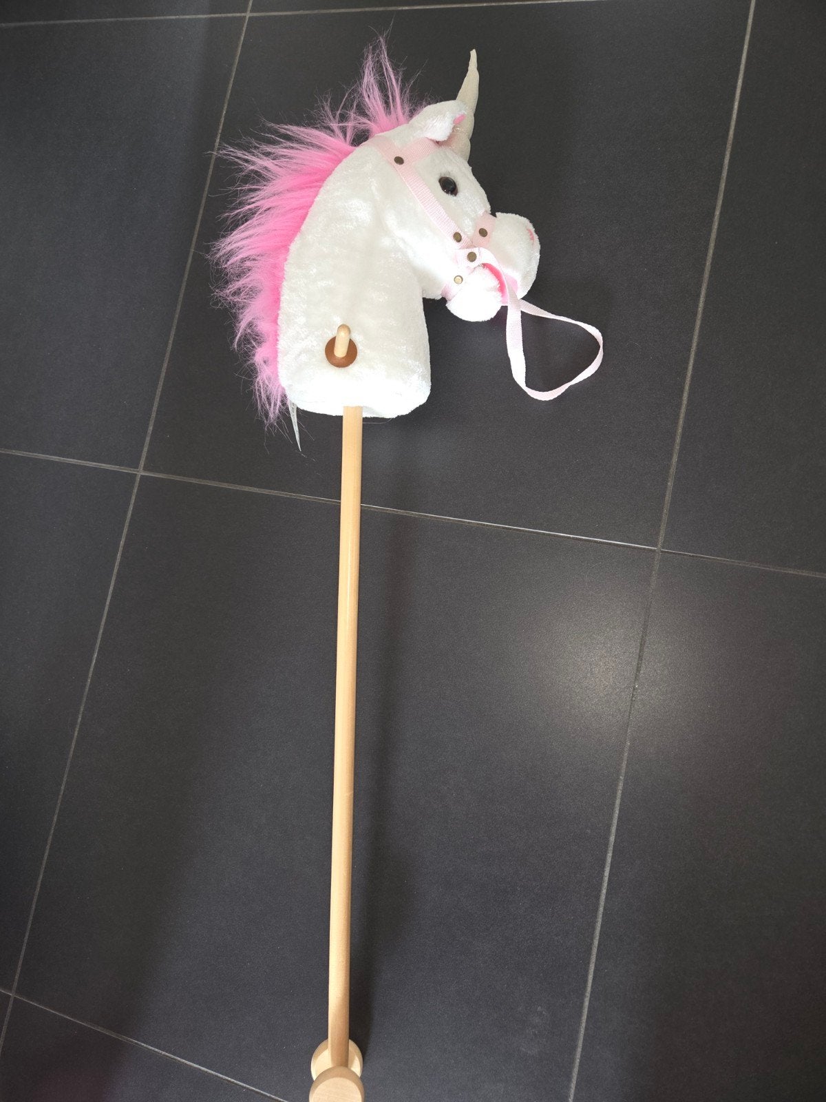 Eenhoorn stokpaard met geluid - Roze manen, Ophalen, Gebruikt, Meisje