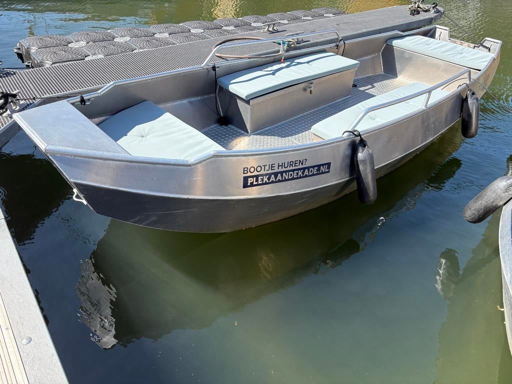 Aluminium sloep 7 personen met elektrische motor, Watersport en Boten, Motorboten en Motorjachten, Ophalen, Gebruikt, Elektrisch