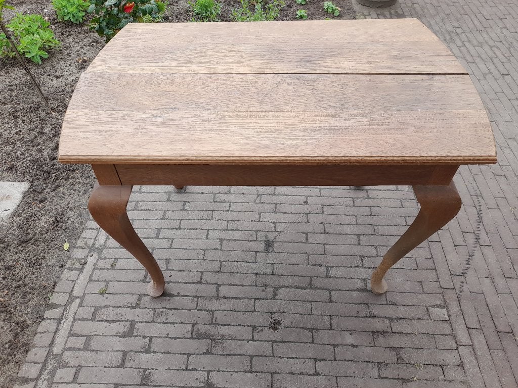Houten tafel met sierpoten, oud, curiosa, antiek, Ophalen, Gebruikt, 100 tot 150 cm, Oud sierlijk
