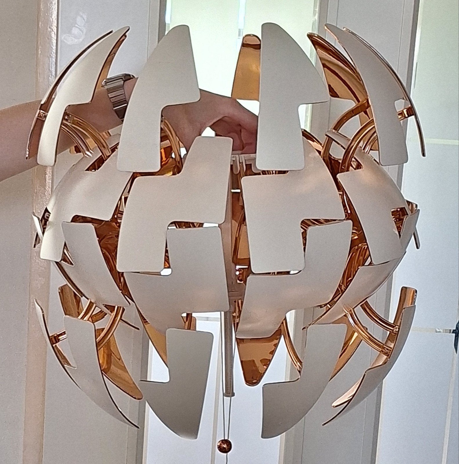 Hanglamp Ikea wit met gouden binnenkant, Ophalen