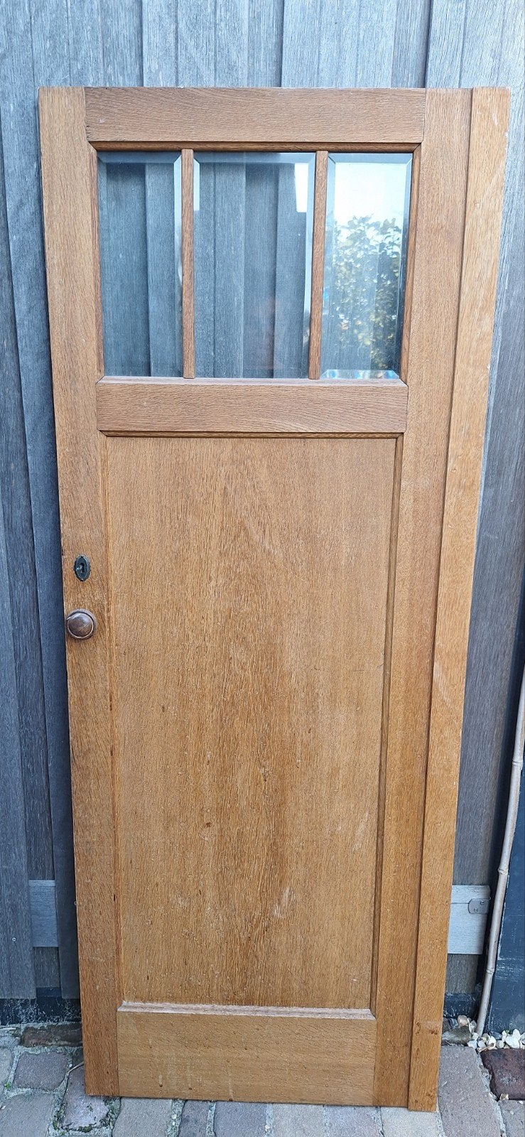 Gratis Massief Eikenhouten Kastdeur Deur 60x155 Facet Antiek, Ophalen, Gebruikt, Binnendeur, 200 tot 215 cm