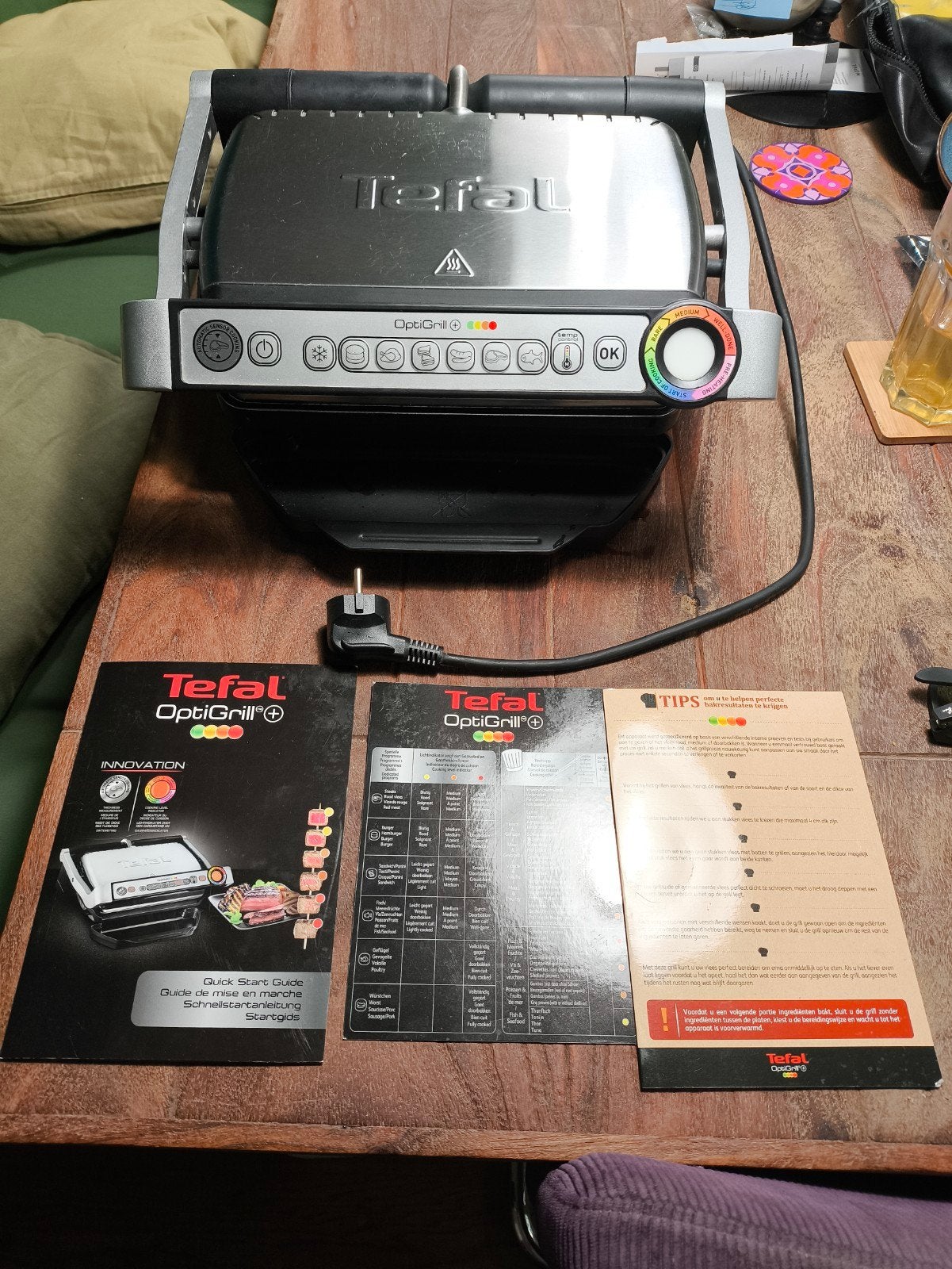 Tefal Optigrill+ 8355 - Perfect voor grillen, Ophalen of Verzenden, Uitneembare platen, Gebruikt