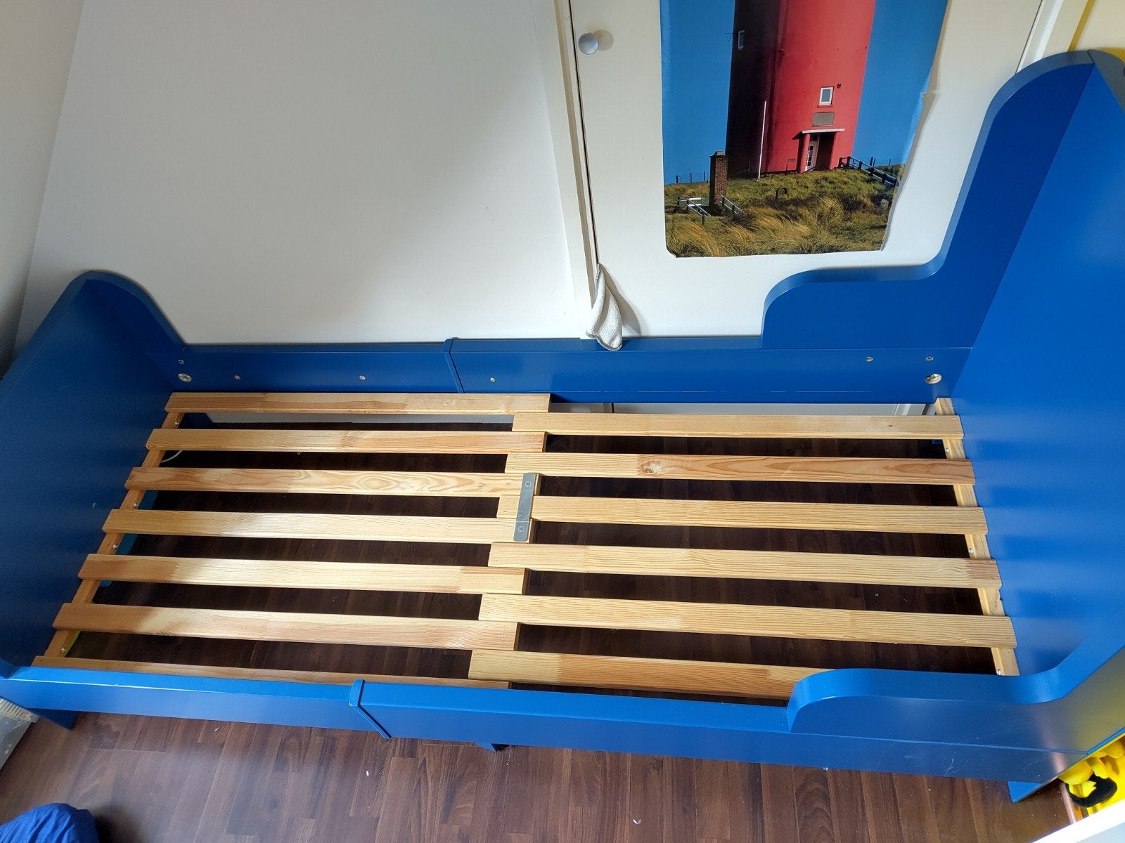 Ikea meegroeibed (blauw), Huis en Inrichting, Ophalen, Eenpersoons, Blauw, 80 cm