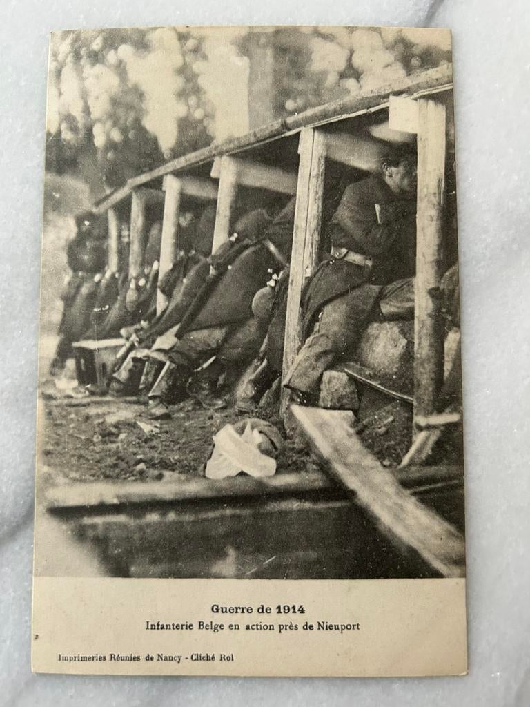 Wo1: ak Belgische infanterie te Nieuwpoort Nieuport stelling, Ophalen of Verzenden, Landmacht, Nederland, Foto of Poster