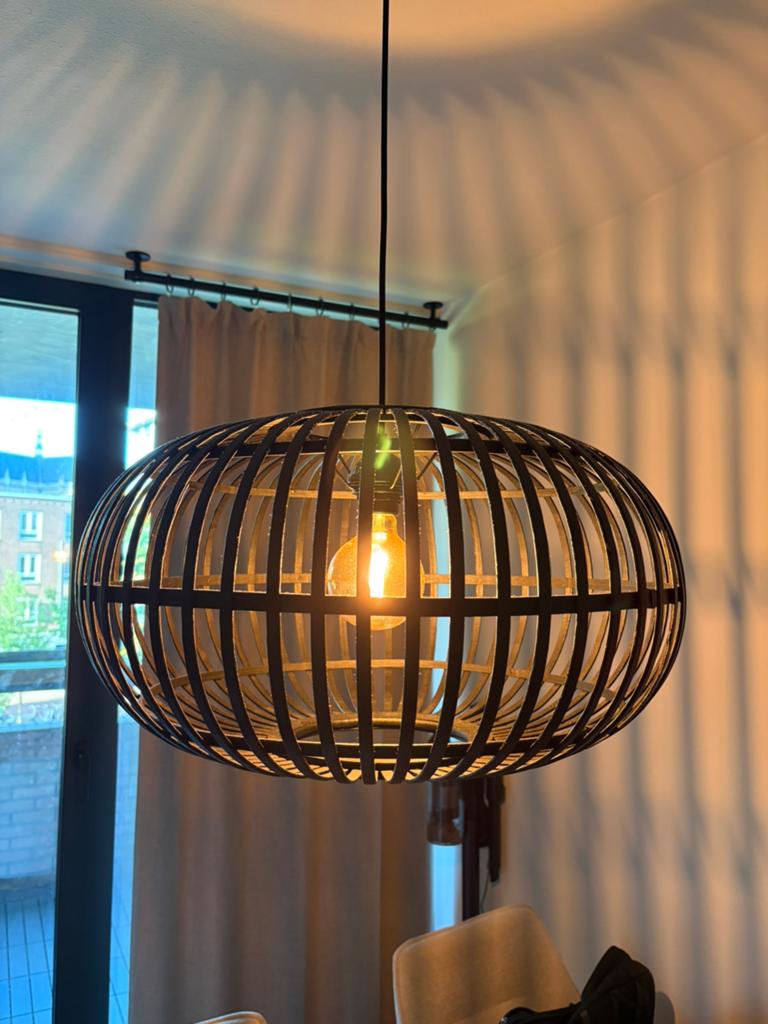 Ronde zwarte lamp Ø50, Ophalen, Zo goed als nieuw, Minder dan 50 cm