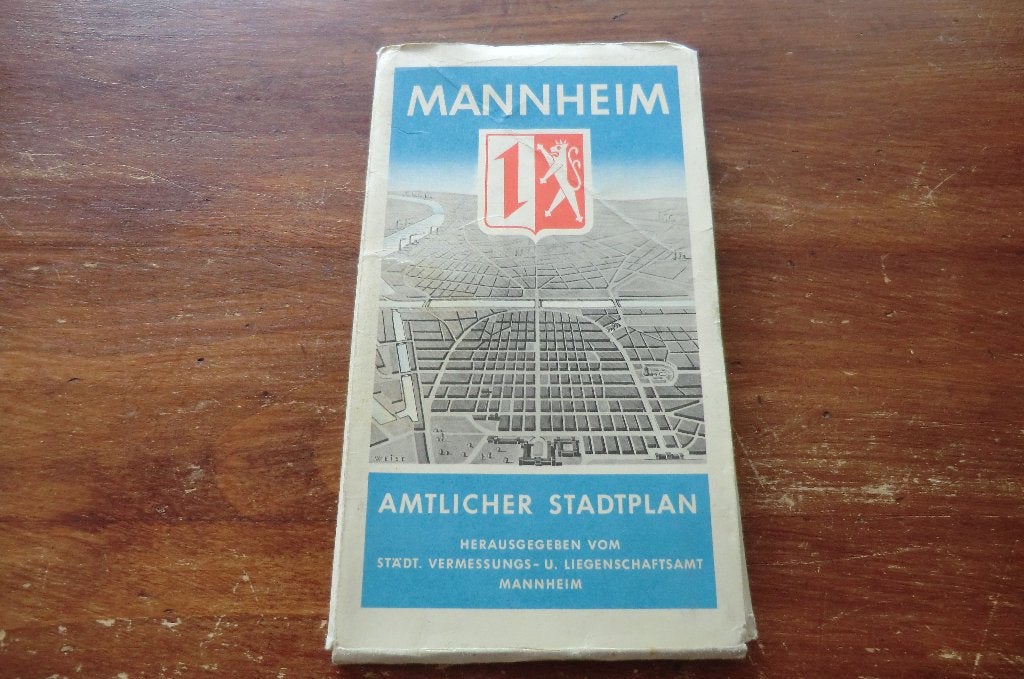 plattegrond / Stadtplan van Mannheim uit 1957, Ophalen of Verzenden, Gelezen, Overige merken, Europa