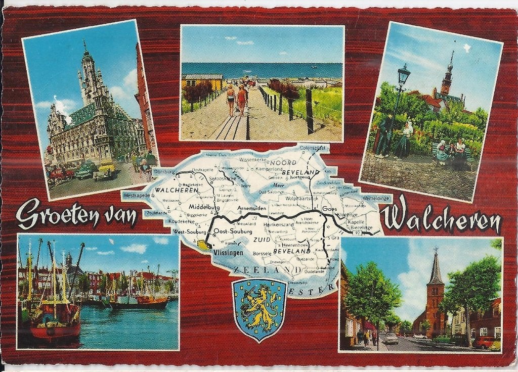 Kr168 Gelopen ansichtkaart groeten uit Walcheren, Ophalen of Verzenden, 1980 tot heden, Gelopen, Zeeland