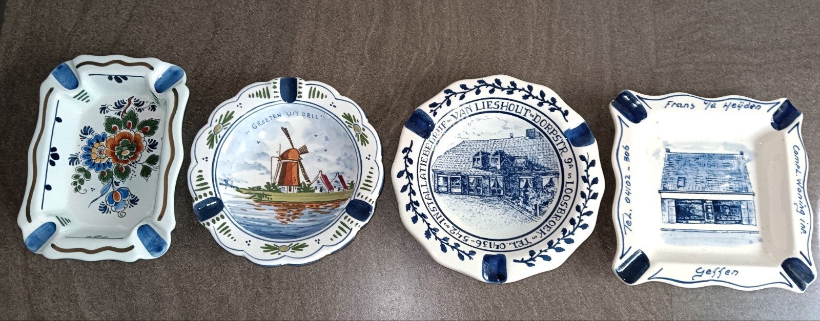 Set van 4 Vintage Delfts Blauwe Asbakken - Handgeschilderd, Antiek en Kunst, Antiek | Keramiek en Aardewerk, Ophalen of Verzenden