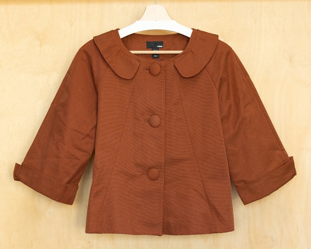 60’s vibe bruin jasje, brede mouwen, grote knopen H&M 40 M, Ophalen of Verzenden, Zo goed als nieuw, Maat 38/40 (M), Bruin