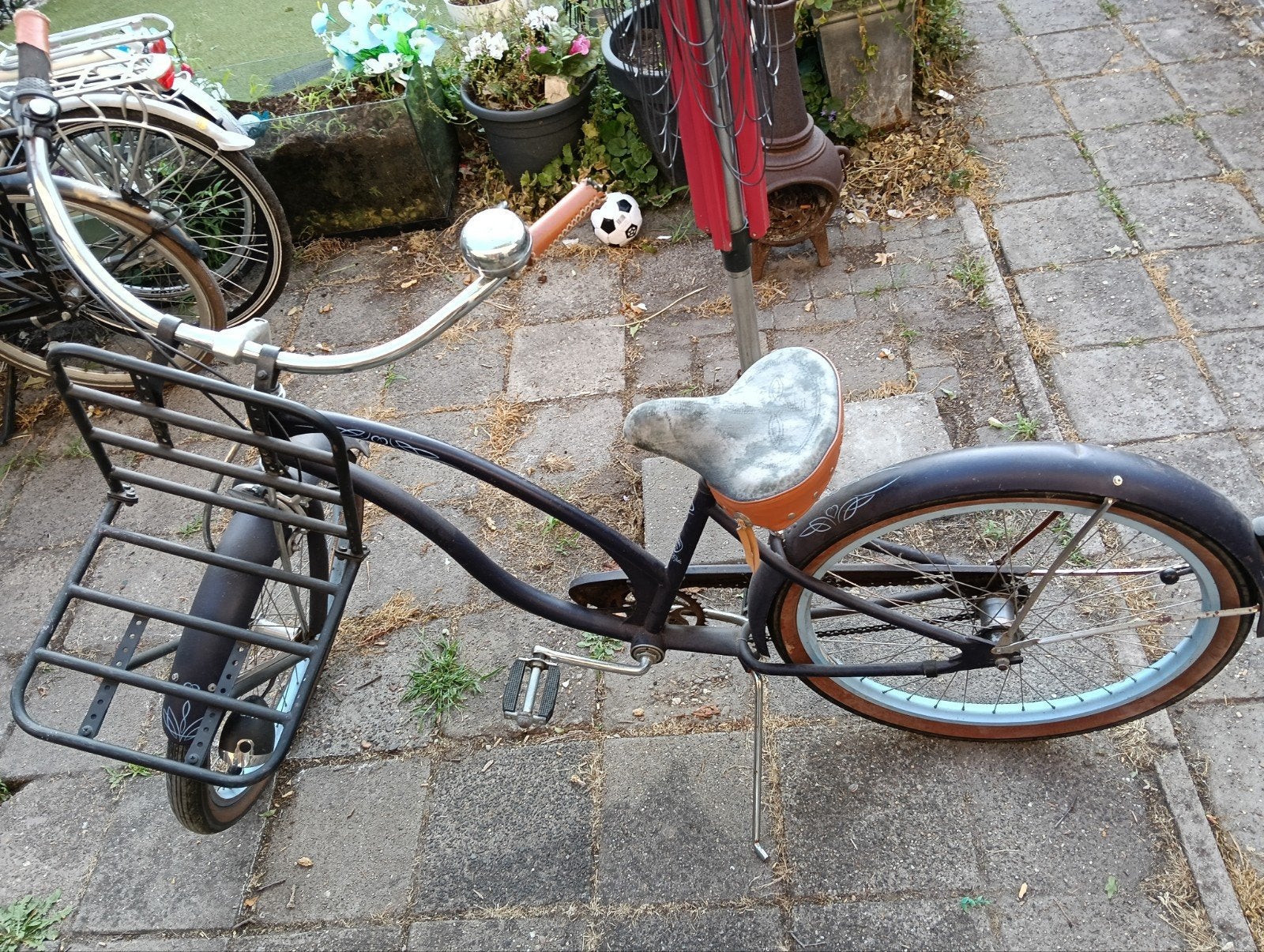 Stoere meisjesfiets met voordrager, Ophalen, Terugtraprem, Onbekend, Handrem