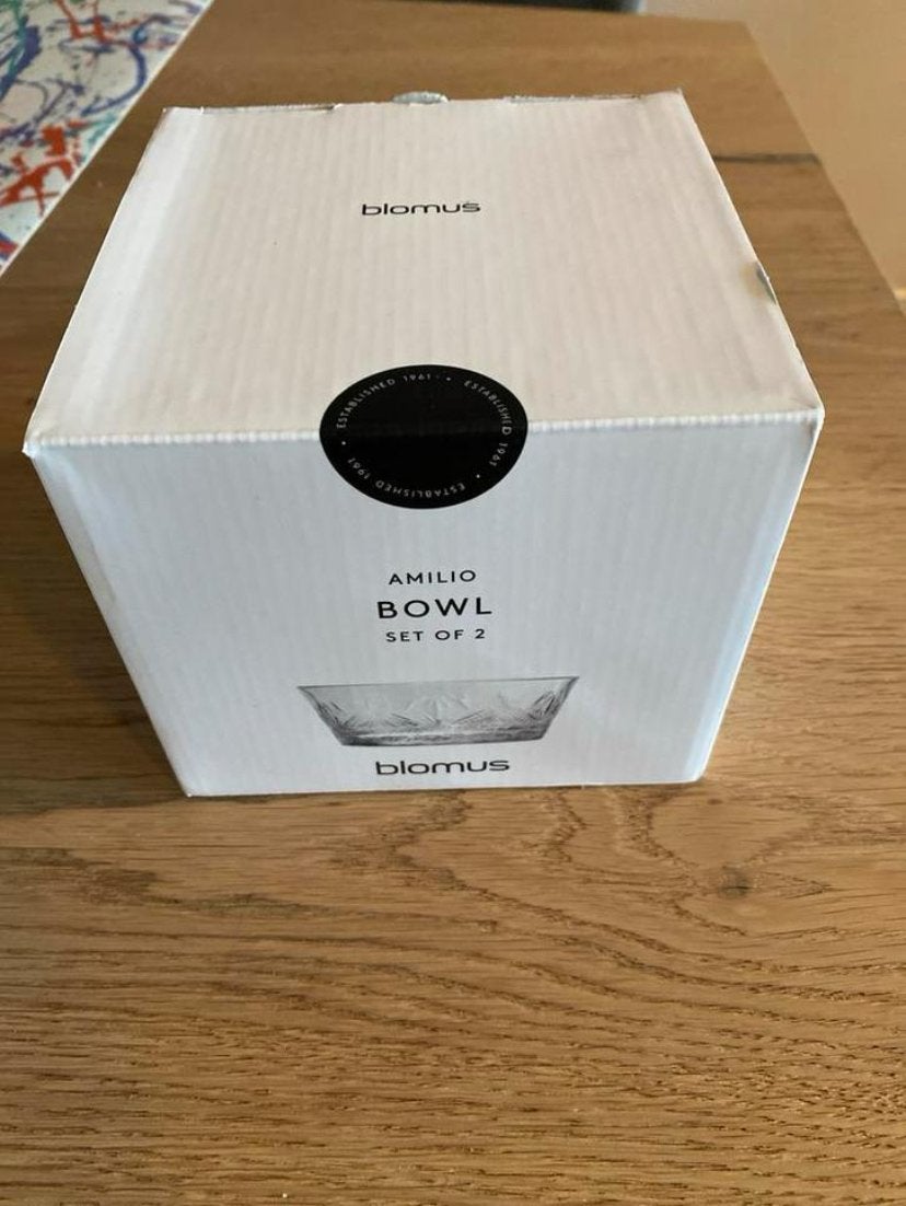 Blomus Amilio Bowl - Set van 2 glazen schaaltjes nieuw, Schaal, Rond, Nieuw, Ophalen of Verzenden