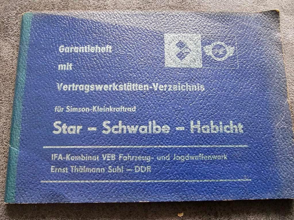 SIMSON SCHWALBE HABICHT GARANTIE BOEKJE, Ophalen of Verzenden, Gebruikt