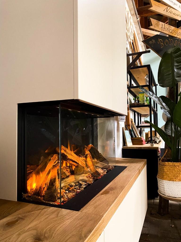 haard tv meubel tv meubel zwevend met elektrische haard, Overige materialen, Nieuw, 200 cm of meer, 25 tot 50 cm