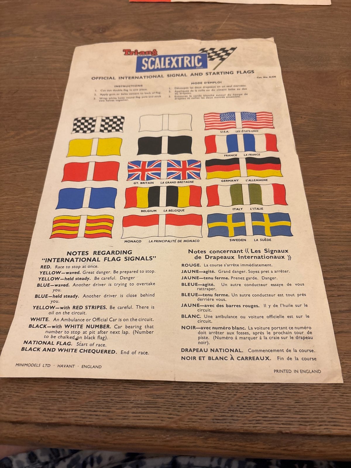 Vintage Scalextric Internationale Vlaggen Instructies, Ophalen of Verzenden, Gebruikt, Overige typen, Overige merken