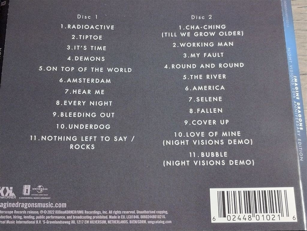 Imagine Dragons ‎– Night Visions [10th Anniversary 2 CD] 202, Ophalen of Verzenden, Zo goed als nieuw, Poprock