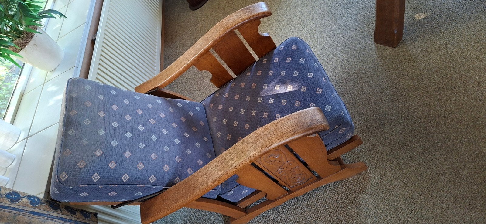 Oude rookstoel fauteuil verstelbaar jaren 50., Ophalen