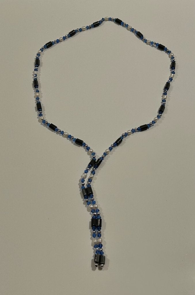 Magnetische blauw-zwart-witte halsketting / armband, Sieraden, Tassen en Uiterlijk, Kettingen, Overige materialen, Verstelbaar