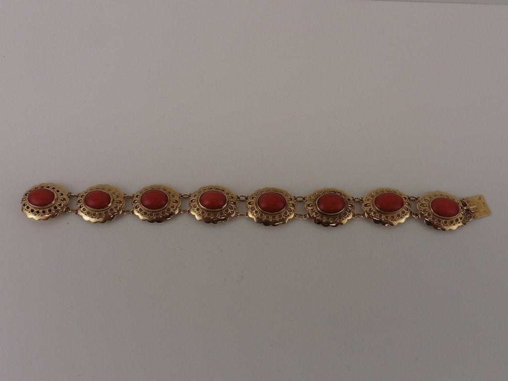 Gouden armband met bloedkoraal                           G21, Sieraden, Tassen en Uiterlijk, Gebruikt, ., Ophalen of Verzenden