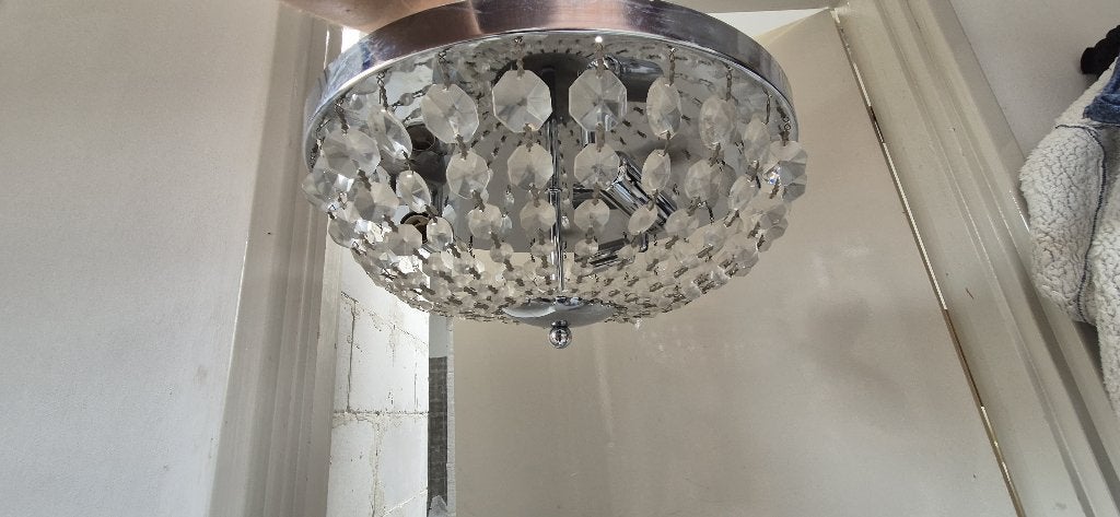 Plafondlamp kristallen Gamma, Zilver, E14 (klein), Antiek, Ophalen of Verzenden
