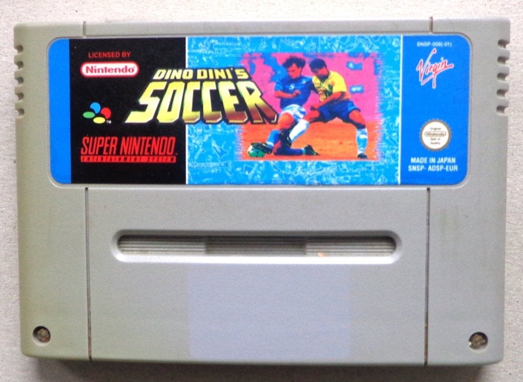 Dino Dini's Soccer voor de Europese Super Nintendo, Gebruikt, 2 spelers, Ophalen of Verzenden, Vanaf 3 jaar
