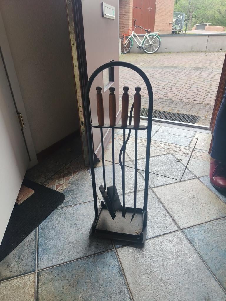Haardstel met 4-delige set en standaard, Huis en Inrichting, Haarden, Ophalen of Verzenden