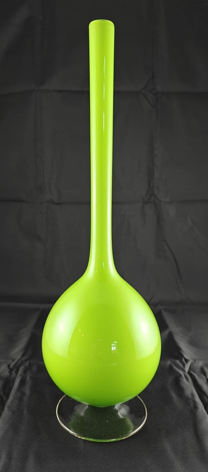 Vintage Carlo Moretti Satinato Vaas – Felgroen Murano Glas –, Ophalen of Verzenden