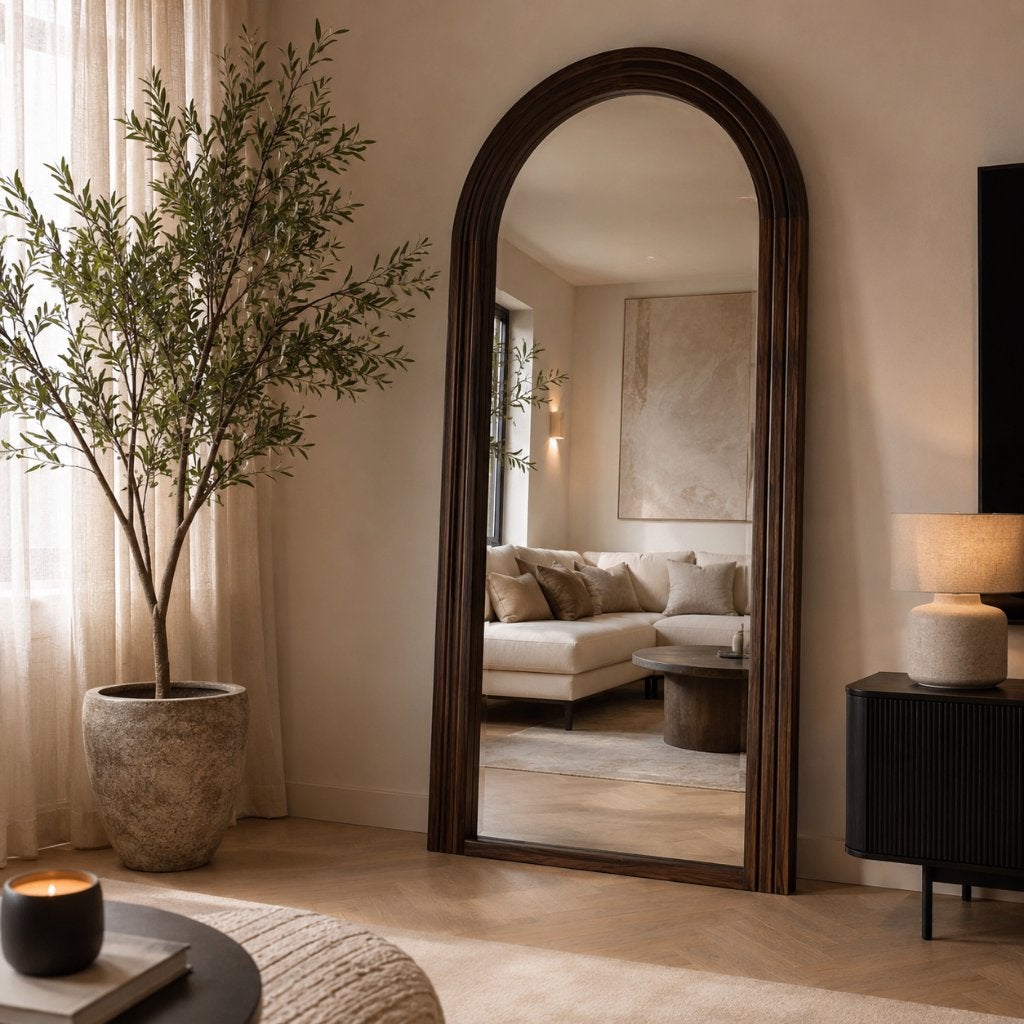 Japandi Boogspiegel Houten Spiegel 200x100cm | Nieuw!, Huis en Inrichting, Woonaccessoires | Spiegels, Nieuw, Ophalen of Verzenden
