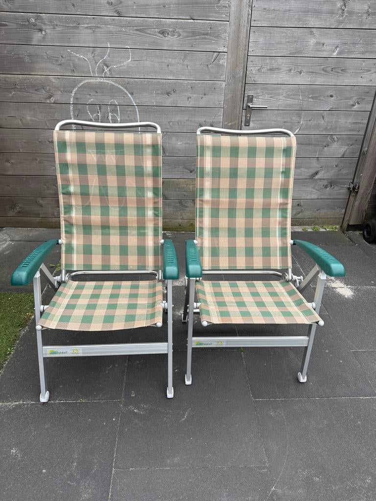 2 Dukdalf Comfort Design verstelbare campingstoelen, Ophalen of Verzenden, Gebruikt, Aluminium, Inklapbaar