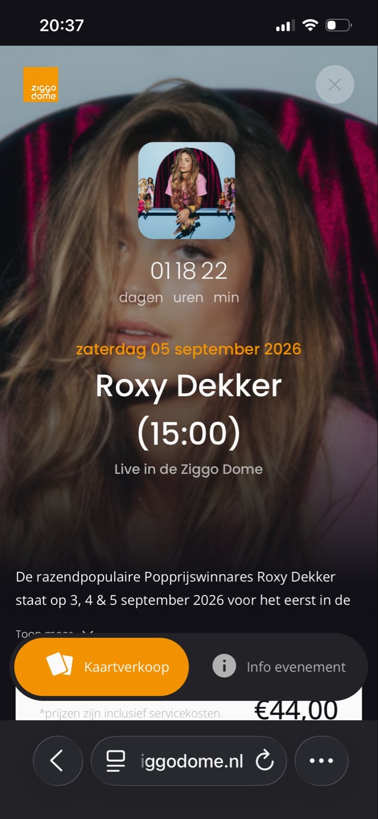 GEZOCHT - tickets 4 zitplaatsen op 5 september Roxy Dekker, Tickets en Kaartjes, Drie personen of meer
