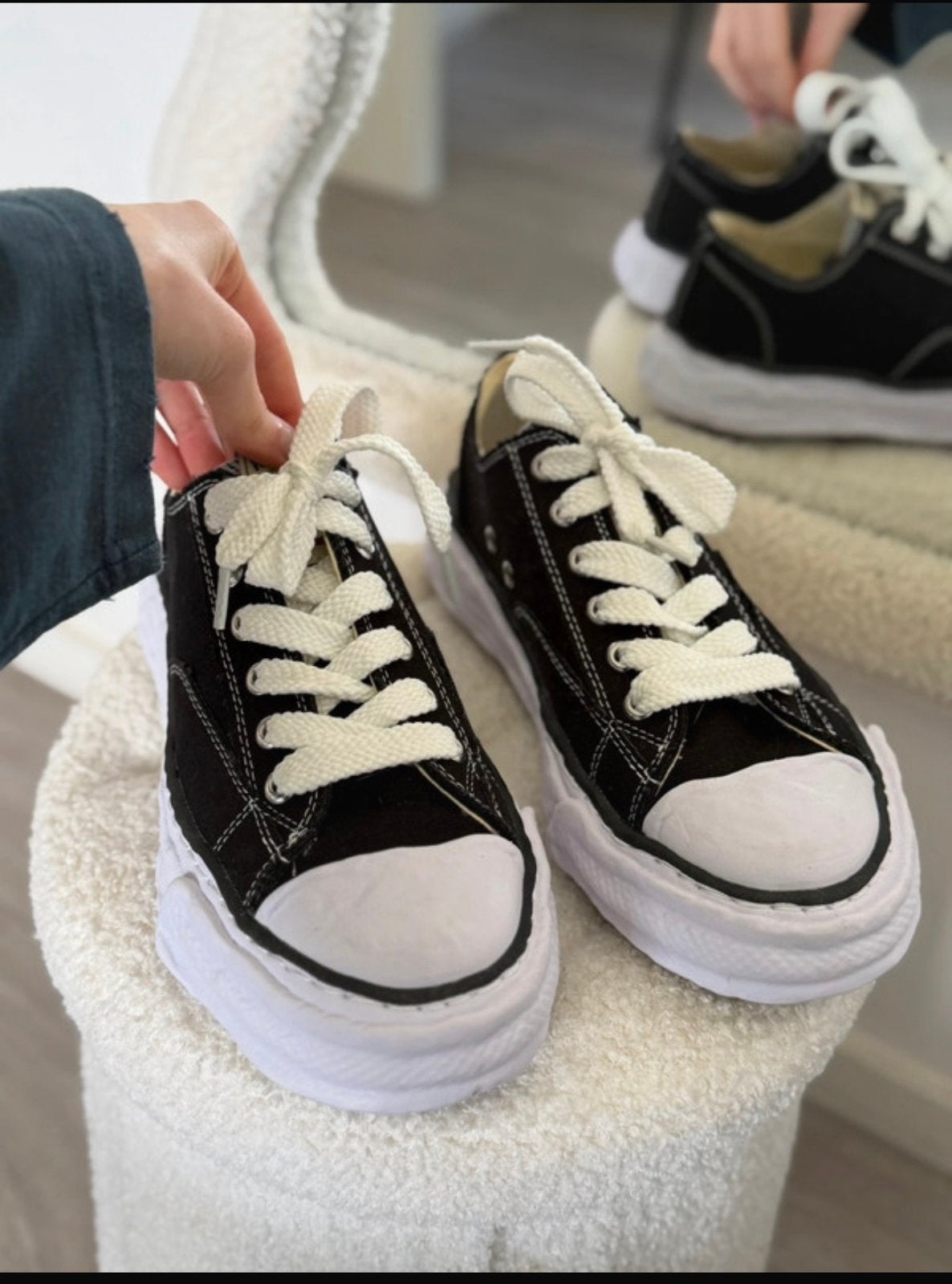 Maison Mihara Yasuhiro Peterson OG Sole Canvas Low Black, Kleding | Dames, Verzenden, Zwart, Sneakers of Gympen, Zo goed als nieuw
