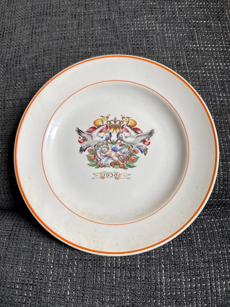 Vintage Geboortebord Beatrix 1938 Petrus Regout, Ophalen of Verzenden