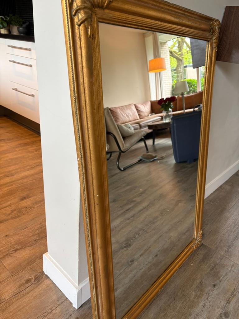 Spiegel met gouden lijst, barok, zgan, Ophalen, 100 tot 150 cm, Zo goed als nieuw, 75 tot 100 cm